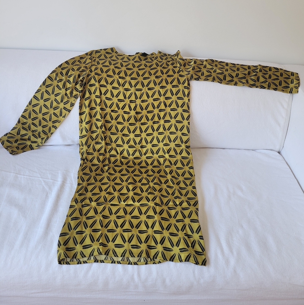 Stylish Yellow Geometric Midi Dress